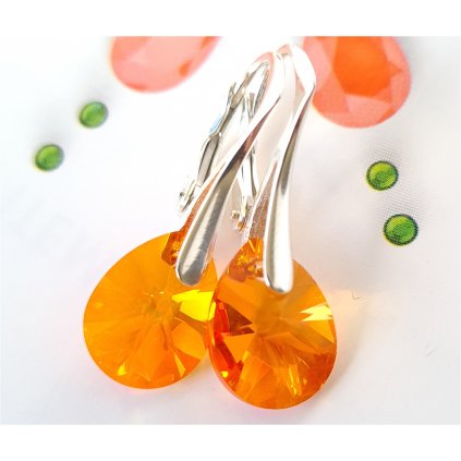 Dievčenské náušnice oranžové so Swarovski Crystals