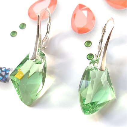 Swarovski Crystals strieborné náušnice Galaktic Peridot