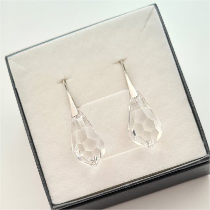 Swarovski Crystals Drop strieborné náušnice kvapky číre
