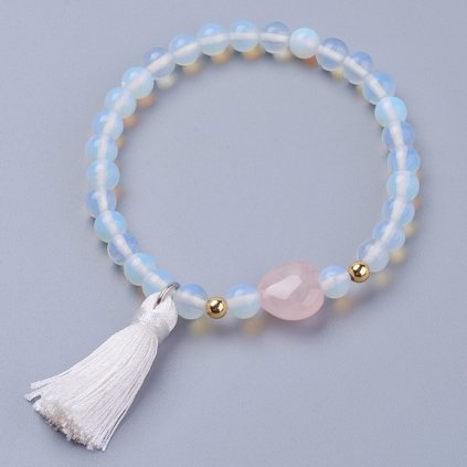 Náramok z opalitu s bielym strapcom