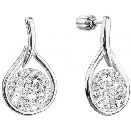 Strieborné dámske náušnice so Swarovski crystals kruh v slze - crystal