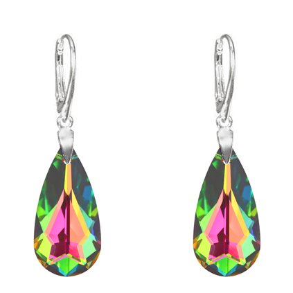 Strieborné dámske náušnice slzy Exclusive Crystal Vitrail Medium