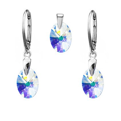 Strieborný set SWAROVSKI ELEMENTS s modrým odleskom