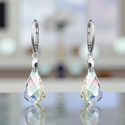Strieborné dámske náušnice Helix Crystals Aurore Boreale