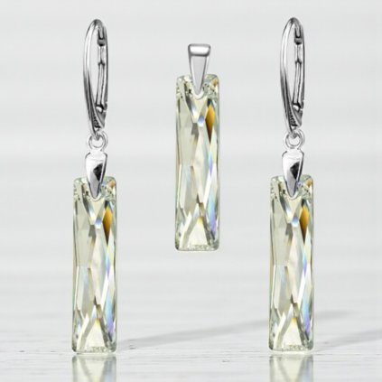 Strieborný set SWAROVSKI ELEMENTS v tvare obdĺžnika