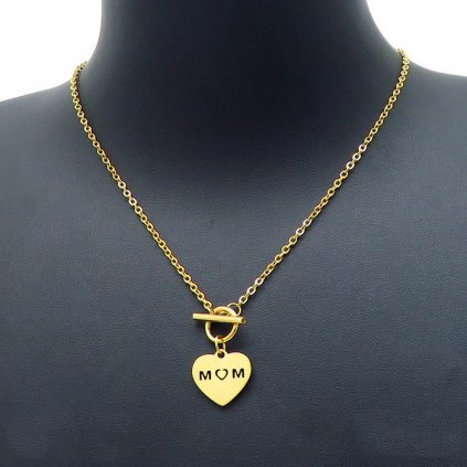 Dámsky náhrdelník srdce s nápisom Mom