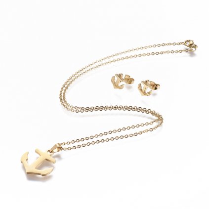 Súprava šperkov kotva náušnice prívesok a retiazka z chirurgickej ocele