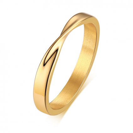 Dámsky prsteň pretočený vzor zlaté prevedenie chirurgickej ocele