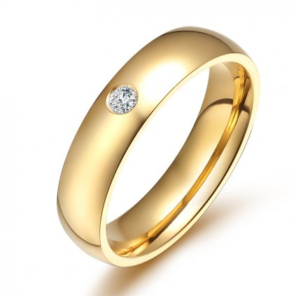 Dámsky prsteň z chirurgickej ocele so zirkónikom v zlatom prevedení