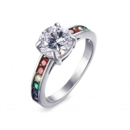 Dámsky prsteň s farebnými zirkónmi z chirurgickej ocele