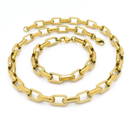 Pánska súprava zlatej farby z chirurgickej ocele