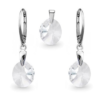 Strieborný set SWAROVSKI ELEMENTS oválny tvar