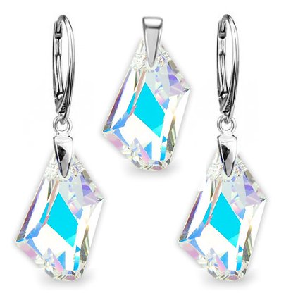 Strieborný set SWAROVSKI ELEMENTS s modrým odleskom 