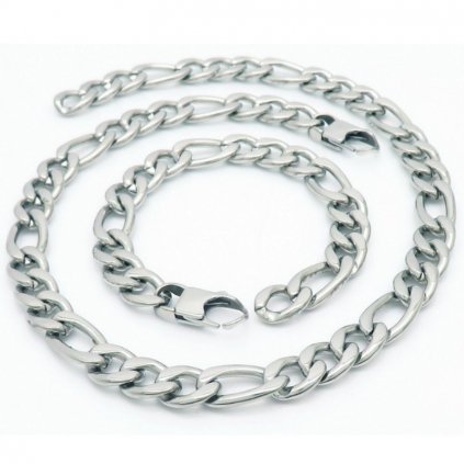 Hrubá súprava Figaro 11 z chirurgickej ocele náhrdelník 65 náramok 21 cm