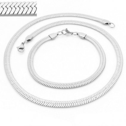 Retiazka a náramok SNAKE z chirurgickej ocele 45 a 18 cm