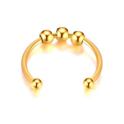 Dámsky nastaviteľný prsteň z chirurgickej ocele s troma pohyblivými guličkami zlatý