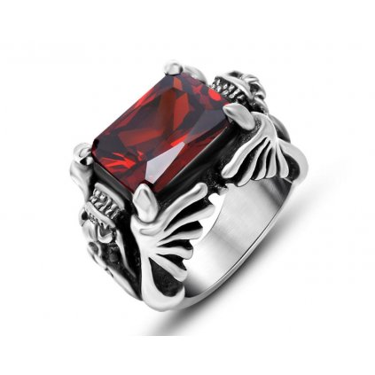Biker masívny prsteň z chirurgickej ocele red Dragon červený drak