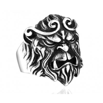 Biker zúrivá hlava masívny prsteň z chirurgickej ocele