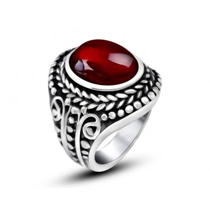 Prsteň z chirurgickej ocele s Ruby zirkónom