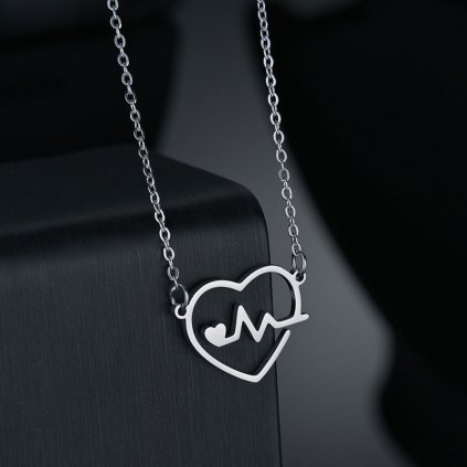 Moderný dámsky náhrdelník srdce puls z chirurgickej ocele, pre dievčatá, pre ženy