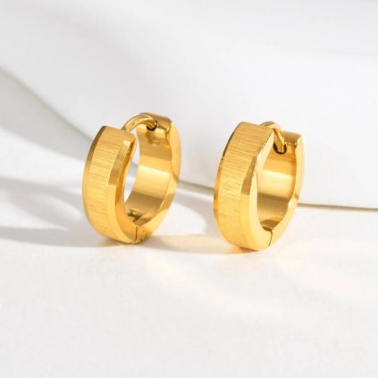 Okrúhle náušnice zlatej farby z chirurgickej ocele 13 mm