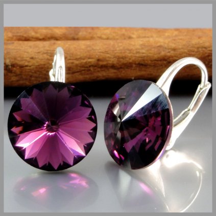 Strieborné dámske náušnice Rivoli 12 mm Amethyst Crystal