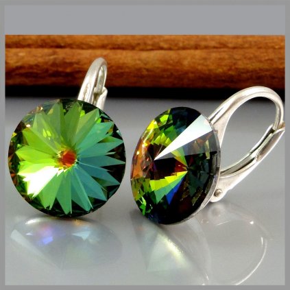 Strieborné dámske náušnice Rivoli 12 mm Crystal Vitrail Medium