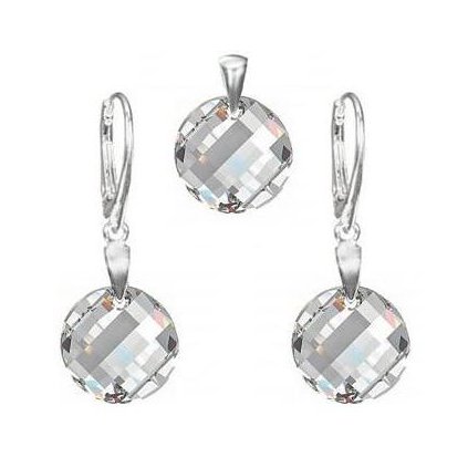 Strieborný set Swarovski Elements okrúhly tvar