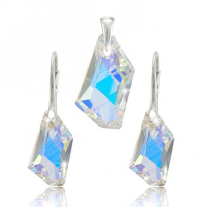 Strieborné náušnice a prívesok De-Art Crystal Aurore Boreale