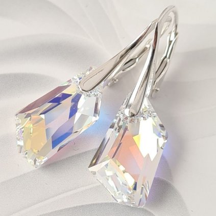 Elegantné dámske strieborné náušnice Made with Swarovski Crystals - Crystal Aurore Boreale