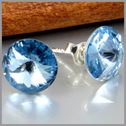 Napichovacie náušnice Swarovski rivoli 12 mm Aquamarine