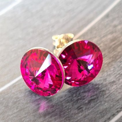 Napichovacie náušnice Swarovski rivoli 12 mm Fuchsia