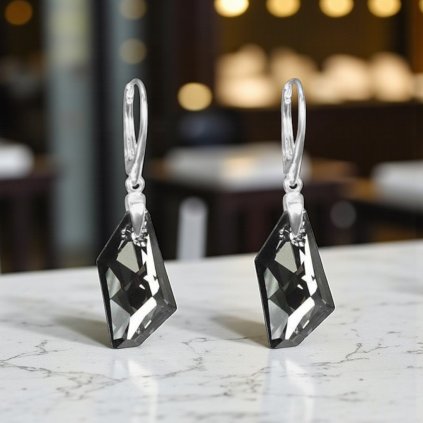 Elegantné dámske strieborné náušnice Crystal Silver Night