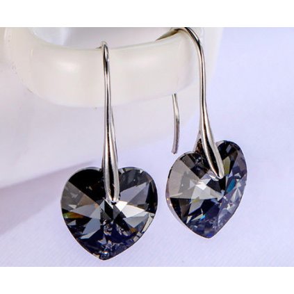 Náušnice srdiečka Silver Night 10 mm Crystals