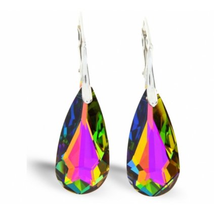 Strieborné dámske náušnice slzy Exclusive Crystal Vitrail Medium