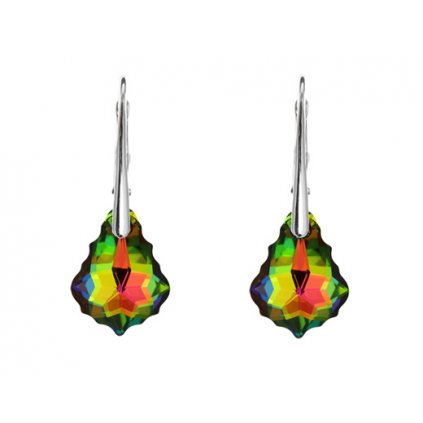 Strieborné náušnice Barok Crystal Vitrail Medium zelené