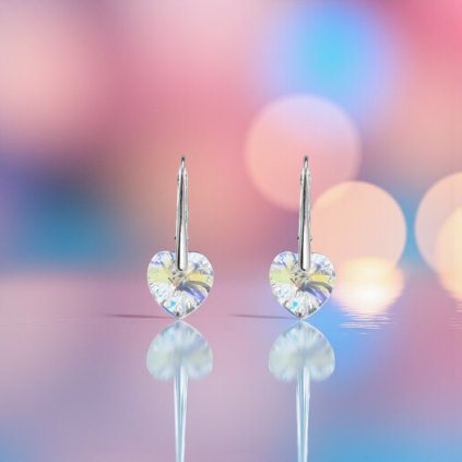 Strieborné náušnice so srdiečkom Crystals Aurore Boreale 10mm