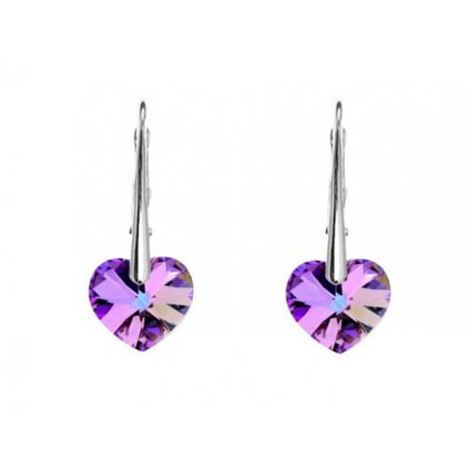 Strieborné náušnice so srdiečkom 10mm Crystal vitrail light