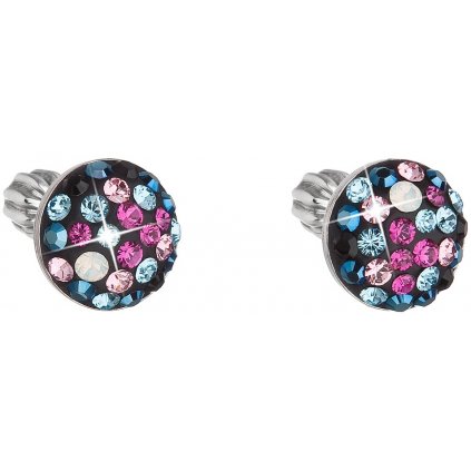 Strieborné guľaté náušnice so Swarovski crystals - Galaxy