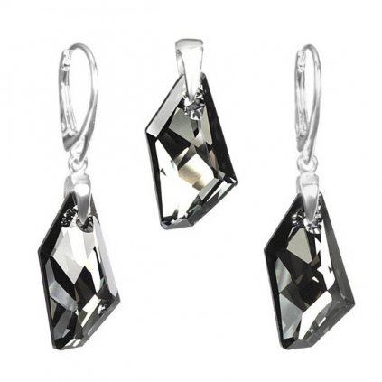 Elegantná dámska strieborná súprava náušnice a prívesok Crystal Silver Night