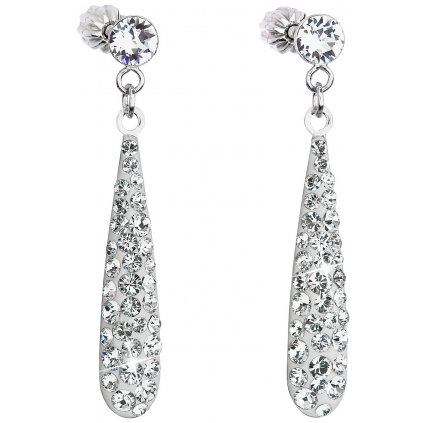 Dámske strieborné visiace náušnice so Swarovski Crystals - 32 mm