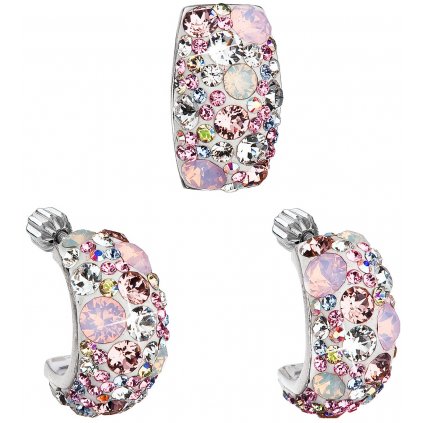 Súprava šperkov so Swarovski Crystals náušnice a prívesok - Elegant ružová farba