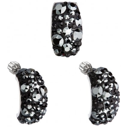 Súprava šperkov so Swarovski Crystals náušnice a prívesok - Elegant čierna farba