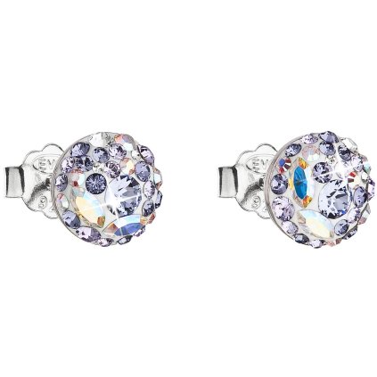 STRIEBORNÉ GUĽATÉ NÁUŠNICE SO SWAROVSKI CRYSTALS - Violet