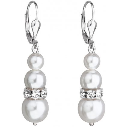 Strieborné dámske náušnice so Swarovski Crystals biele