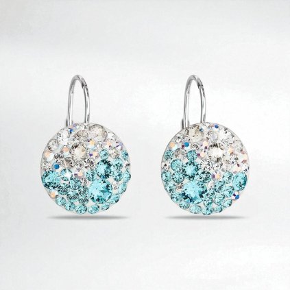 Náušnice Made with Swarovski Crystals Tyrkys okrúhle