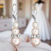 Strieborné dámske náušnice so Swarovski Crystals - rosaline, ružové perly, pre ženy, pre dievčatá
