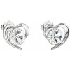 Strieborné náušnice v tvare srdiečka s krištálikom