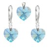 Strieborný set Swarovski Elements Srdcia 10 mm svetlo modrá farba