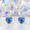 Náušnice srdiečka modré Bermuda Blue Crystals 10 mm
